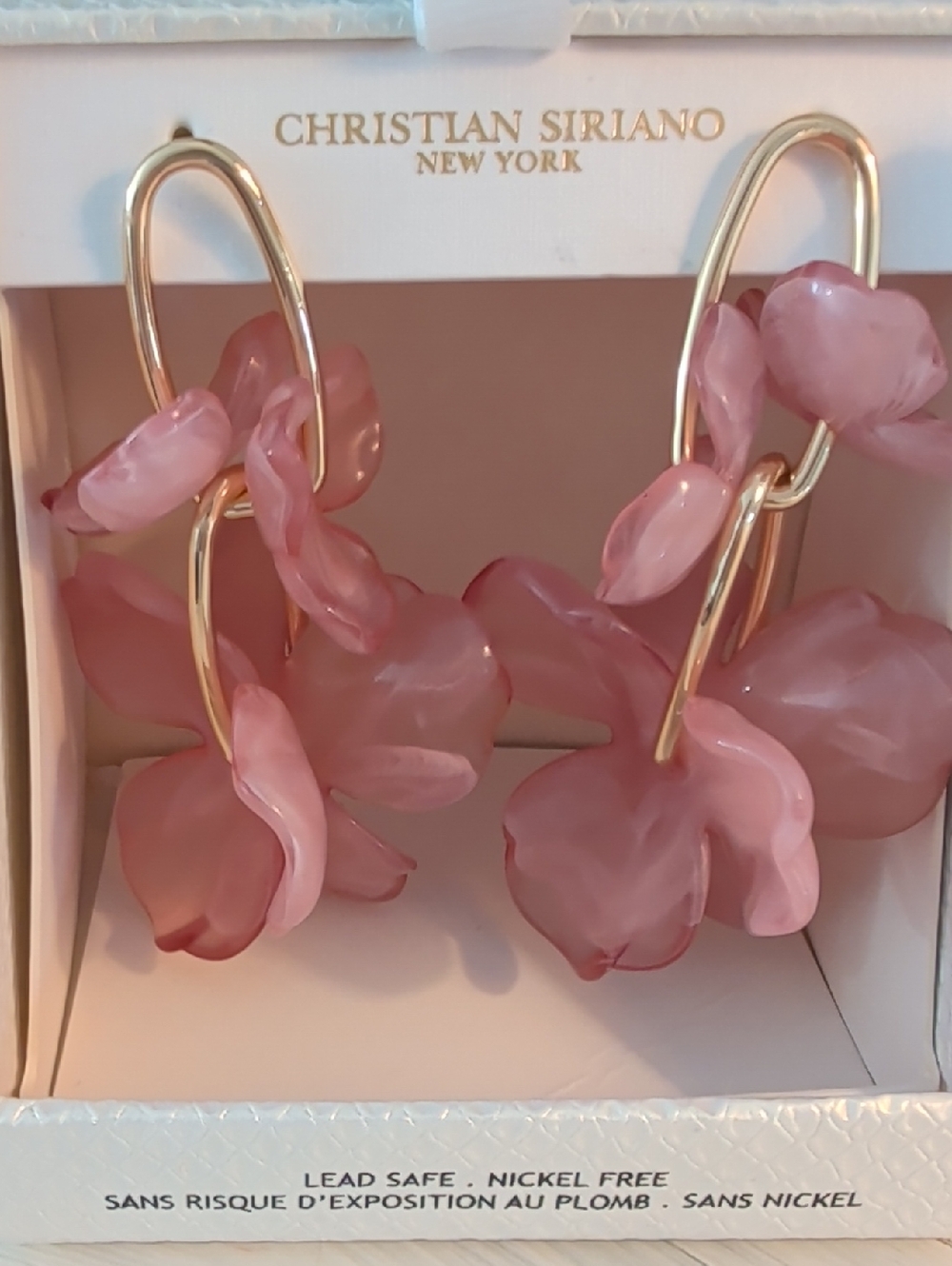 Christian Siriano Rose Pink Petal Dangling Earrings